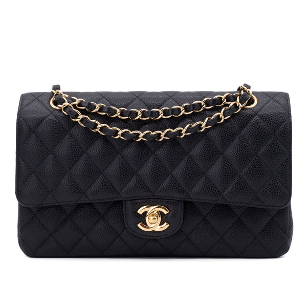 Chanel Double Flap Bag Medium Caviarleder Schwarz GHW