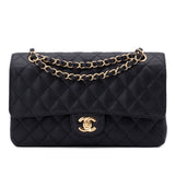 Chanel Double Flap Bag Medium Caviarleder Schwarz GHW