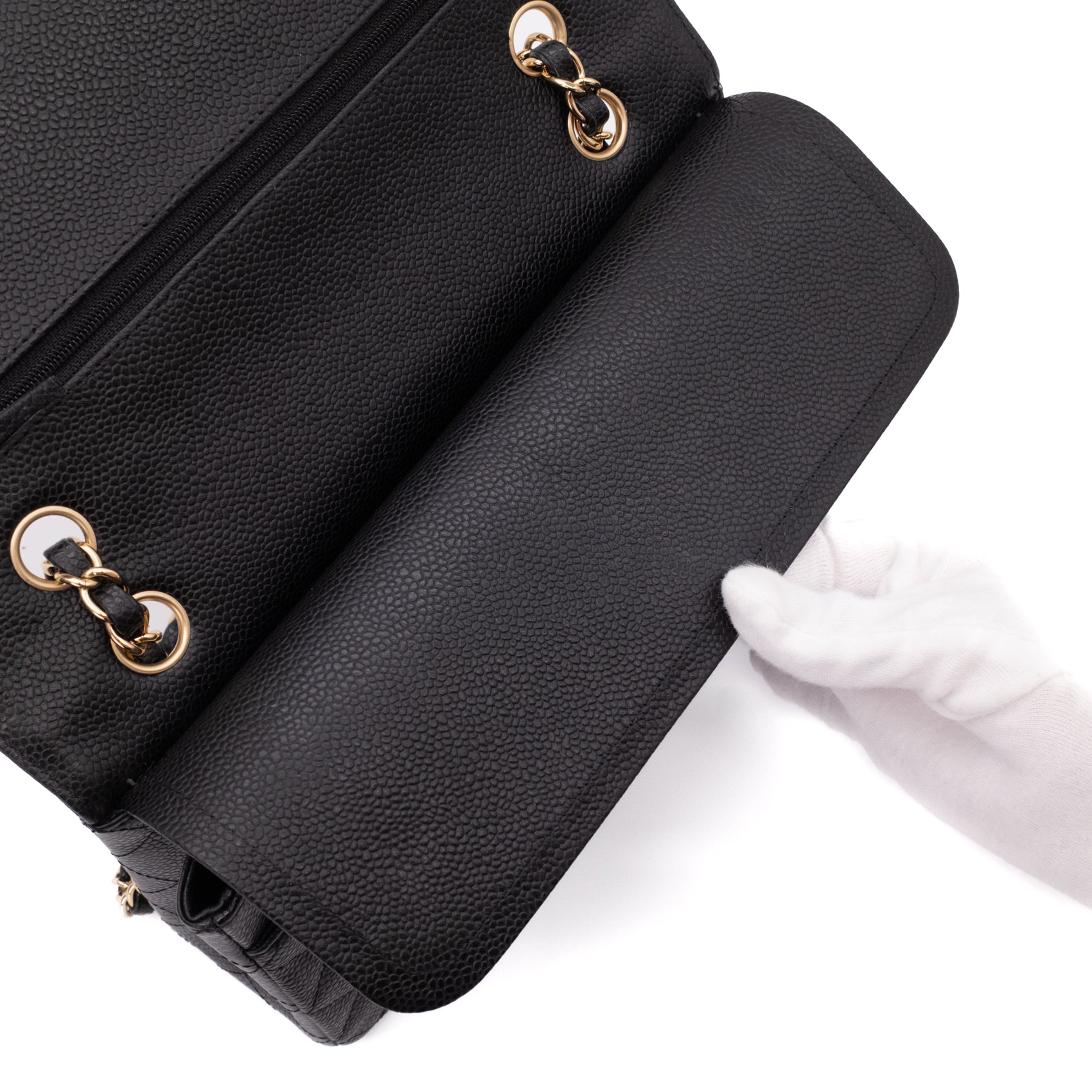 Chanel Double Flap Bag Medium Caviarleder Schwarz GHW