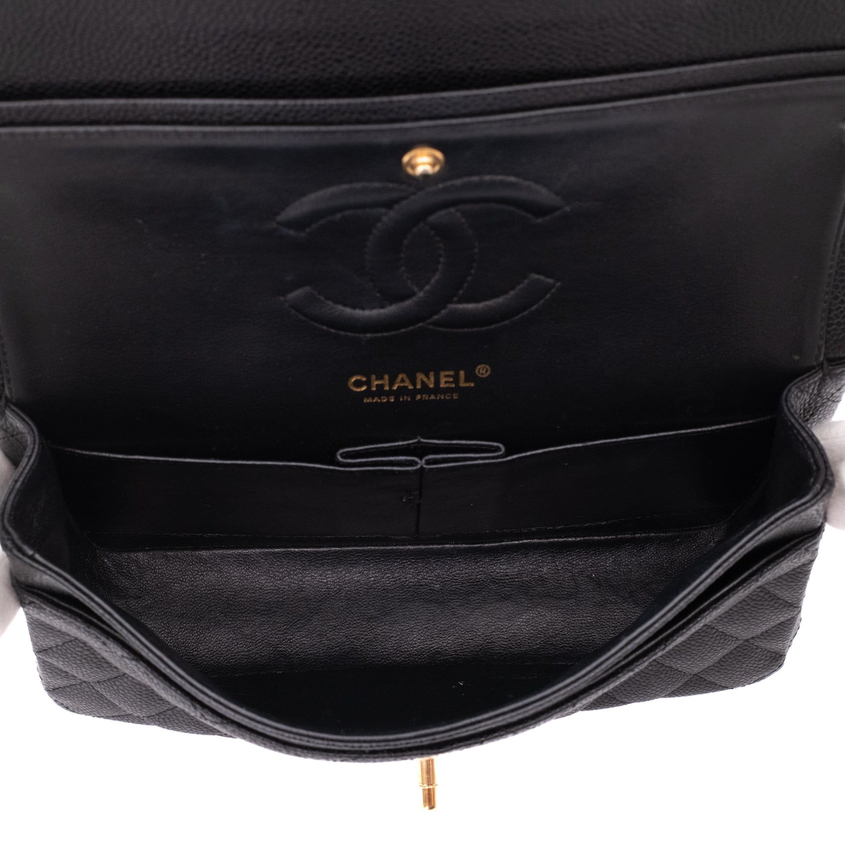Chanel Double Flap Bag Medium Caviarleder Schwarz GHW