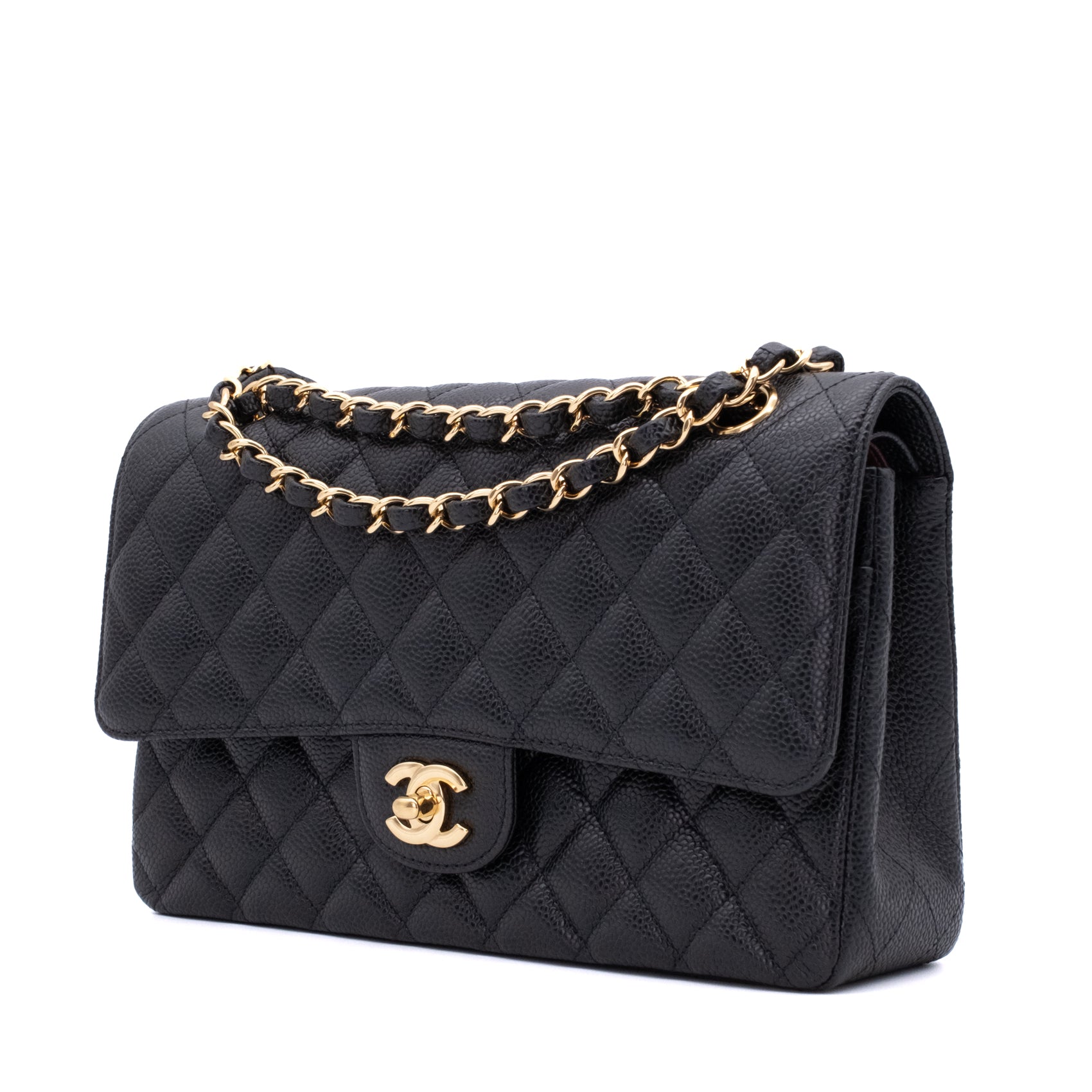 Chanel Double Flap Bag Medium Caviarleder Schwarz GHW