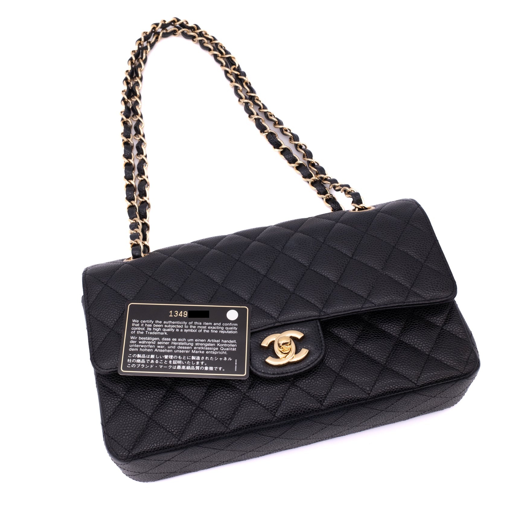 Chanel Double Flap Bag Medium Caviarleder Schwarz GHW