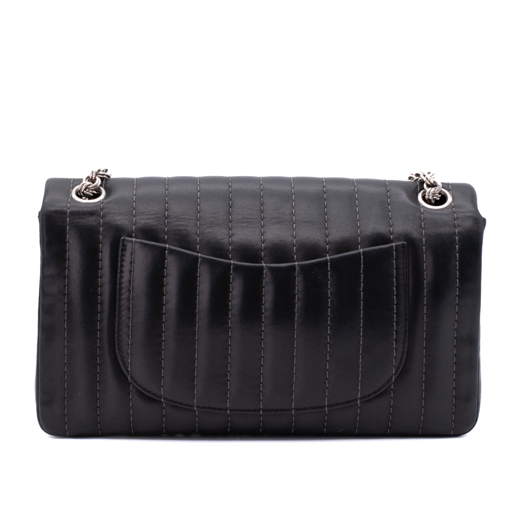 Chanel Classic Single Flap Medium Lammleder Schwarz Mademoiselle Vertical Quilted SHW