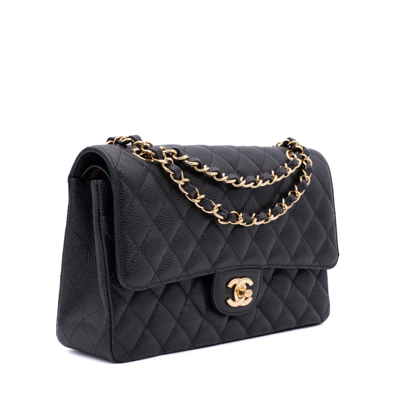 Chanel Double Flap Bag Medium Caviarleder Schwarz GHW