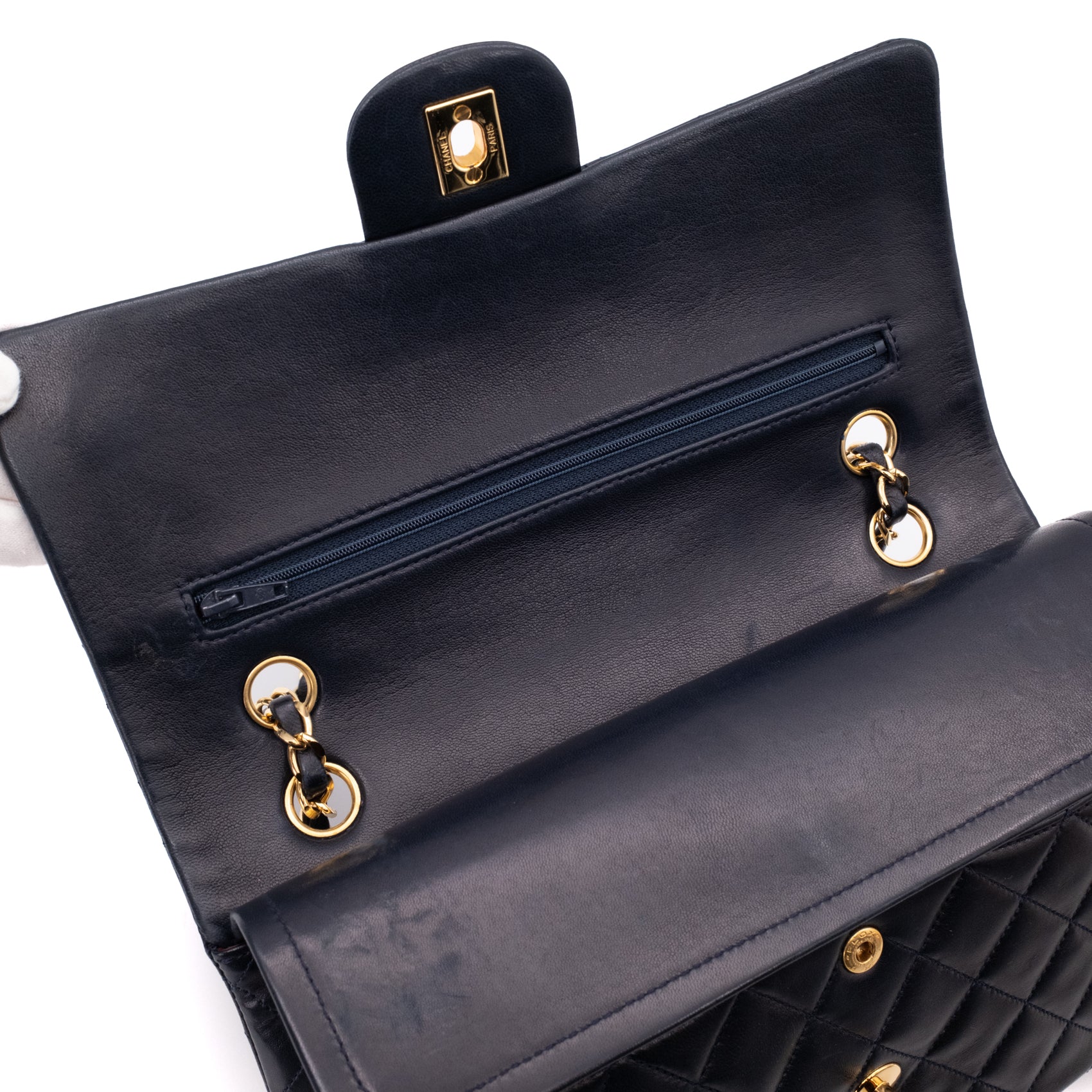 Chanel Classic Double Flap Medium Lammleder Dunkelblau GHW 24k