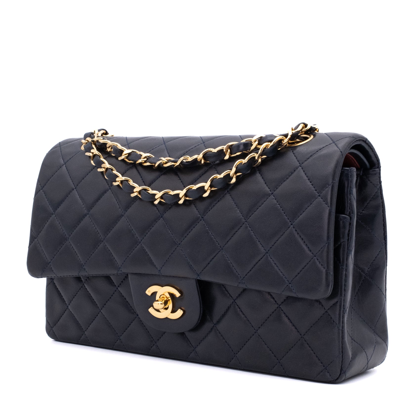 Chanel Classic Double Flap Medium Lammleder Dunkelblau GHW 24k
