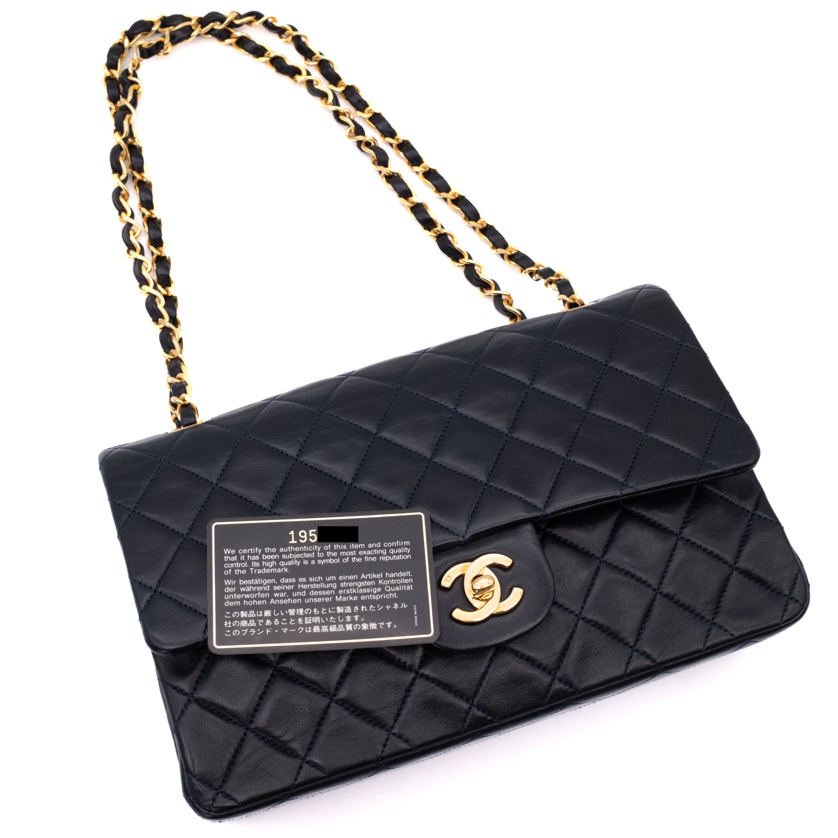 Chanel Classic Double Flap Bag Medium Lammleder Dunkelblau GHW 24k