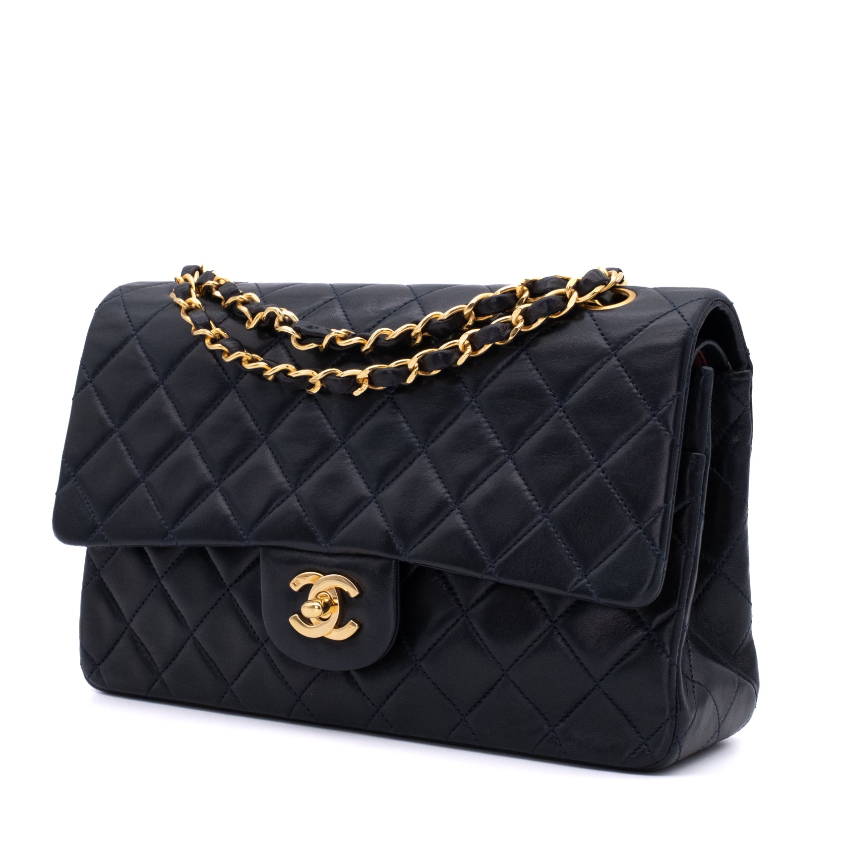Chanel Classic Double Flap Bag Medium Lammleder Dunkelblau GHW 24k