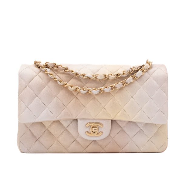 Chanel Classic Double Flap 22C Medium Goatskin Iridescent Beige Gold Cloudy Metallic Ombre GHW Matt