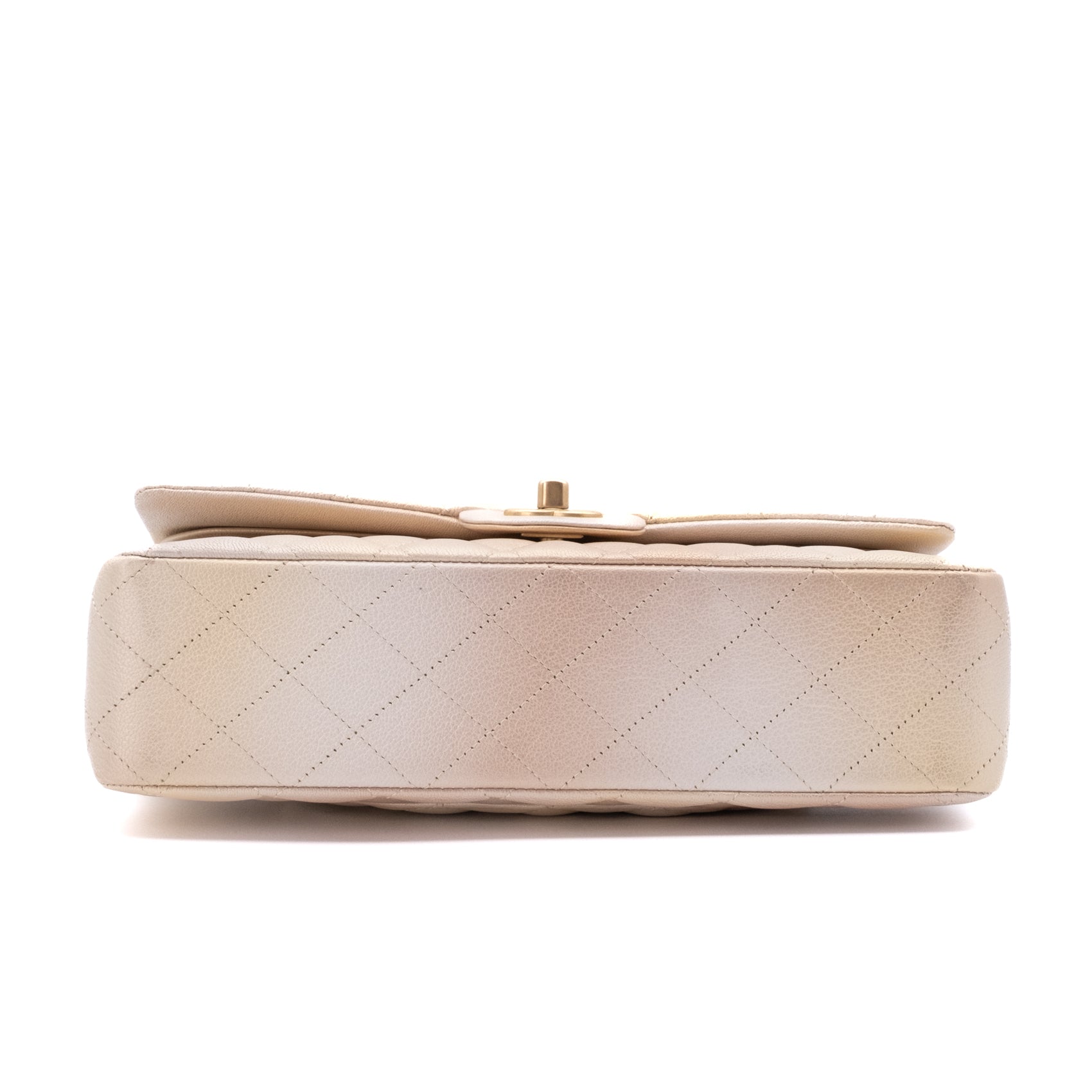 Chanel Classic Double Flap 22C Medium Goatskin Iridescent Beige Gold Cloudy Metallic Ombre GHW Matt