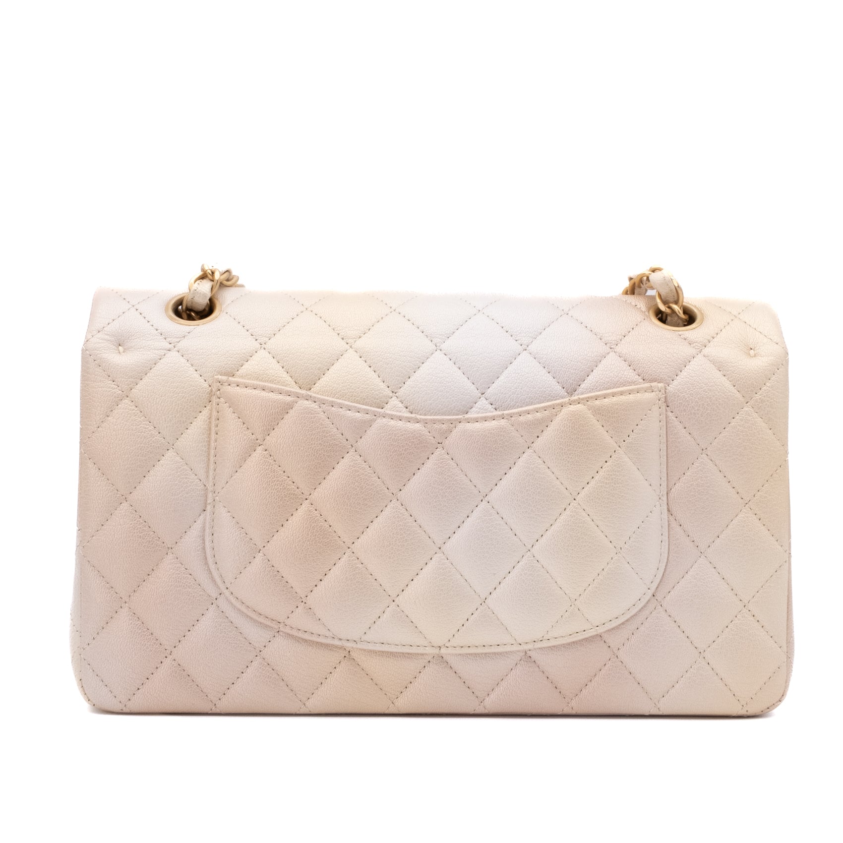 Chanel Classic Double Flap 22C Medium Goatskin Iridescent Beige Gold Cloudy Metallic Ombre GHW Matt