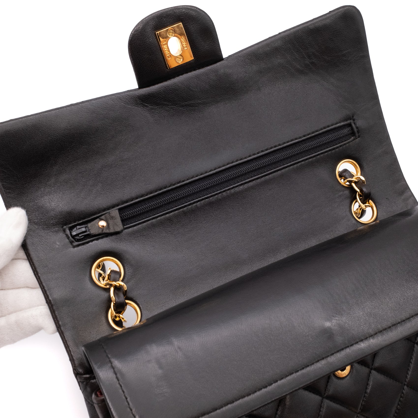 Chanel Classic Double Flap Bag Medium Lammleder Schwarz GHW 24k