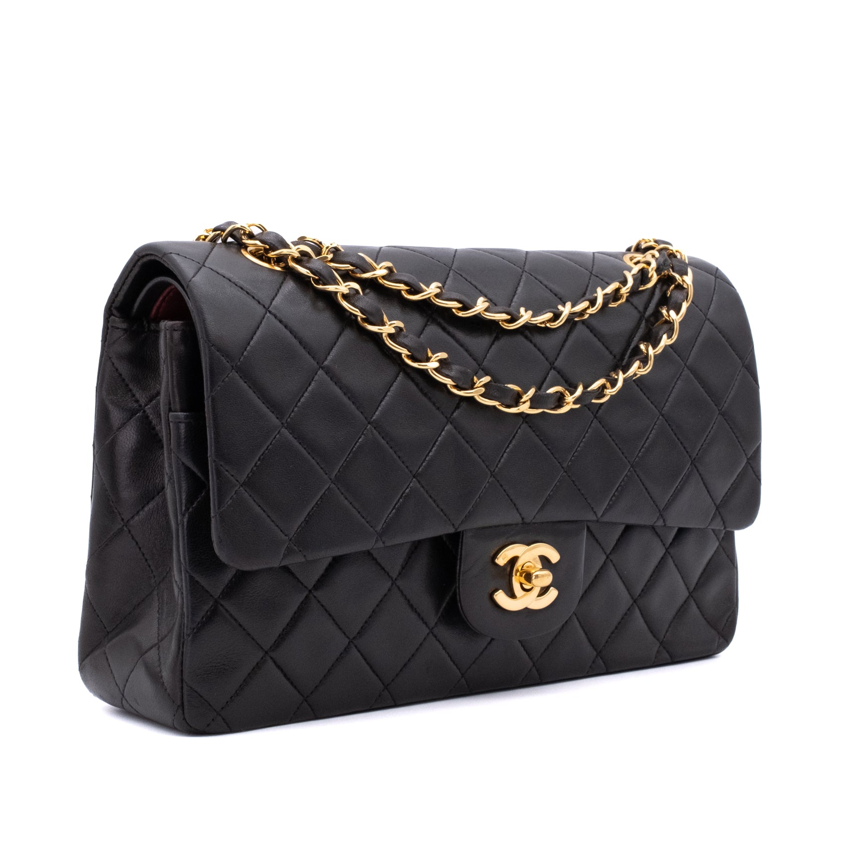 Chanel Classic Double Flap Bag Medium Lammleder Schwarz GHW 24k