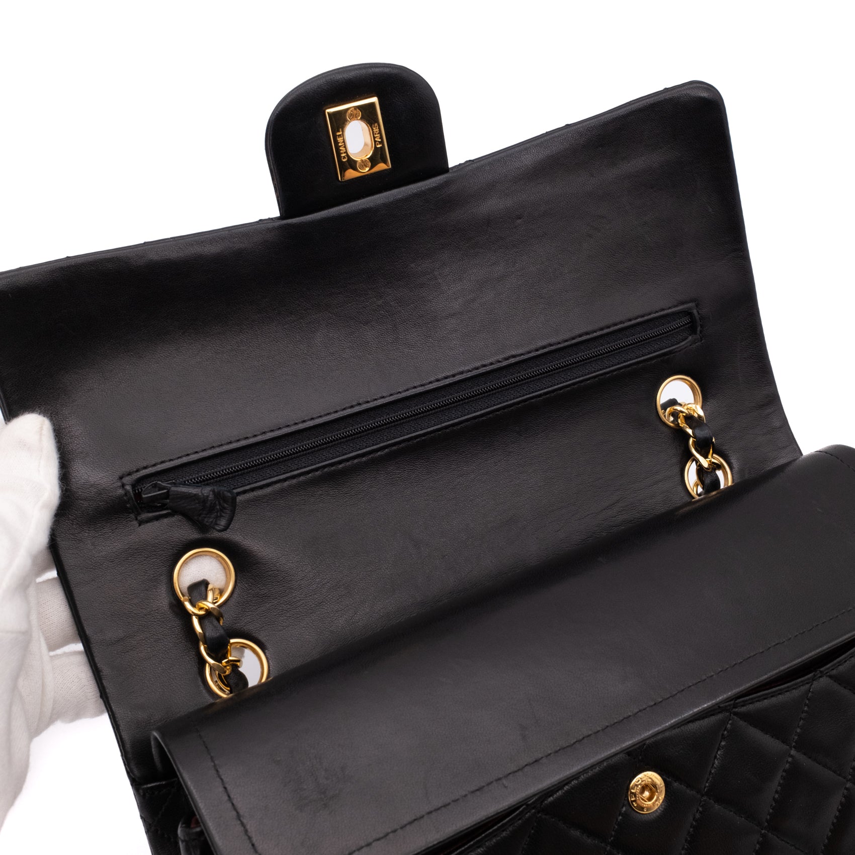 Chanel Classic Double Flap Bag Medium Lammleder Schwarz 24k GHW