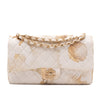 Chanel Double Flap Bag Medium Denim Beige Off-White Blumenmuster GHW Matt