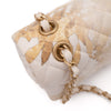 Chanel Double Flap Bag Medium Denim Beige Off-White Blumenmuster GHW Matt