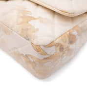 Chanel Double Flap Bag Medium Denim Beige Off-White Blumenmuster GHW Matt