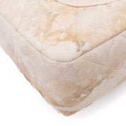 Chanel Double Flap Bag Medium Denim Beige Off-White Blumenmuster GHW Matt