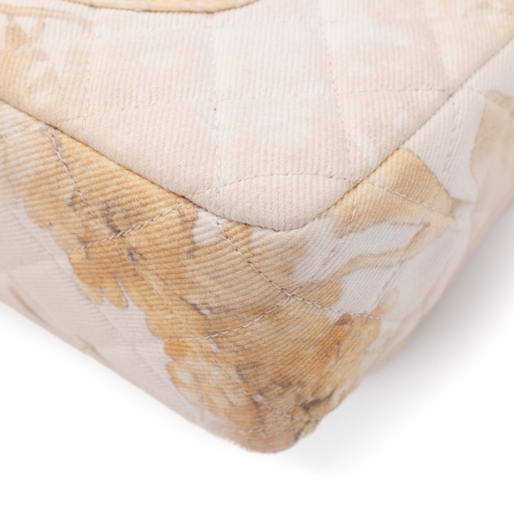 Chanel Double Flap Bag Medium Denim Beige Off-White Blumenmuster GHW Matt