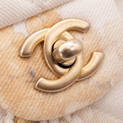 Chanel Double Flap Bag Medium Denim Beige Off-White Blumenmuster GHW Matt