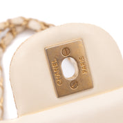Chanel Double Flap Bag Medium Denim Beige Off-White Blumenmuster GHW Matt