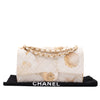 Chanel Double Flap Bag Medium Denim Beige Off-White Blumenmuster GHW Matt