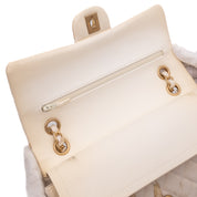 Chanel Double Flap Bag Medium Denim Beige Off-White Blumenmuster GHW Matt