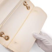 Chanel Double Flap Bag Medium Denim Beige Off-White Blumenmuster GHW Matt