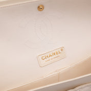 Chanel Double Flap Bag Medium Denim Beige Off-White Blumenmuster GHW Matt