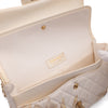 Chanel Double Flap Bag Medium Denim Beige Off-White Blumenmuster GHW Matt