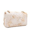 Chanel Double Flap Bag Medium Denim Beige Off-White Blumenmuster GHW Matt
