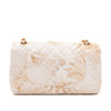 Chanel Double Flap Bag Medium Denim Beige Off-White Blumenmuster GHW Matt