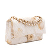 Chanel Double Flap Bag Medium Denim Beige Off-White Blumenmuster GHW Matt