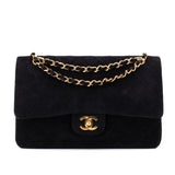 Chanel Classic Double Flap Bag Medium Velourleder Schwarz 24k GHW