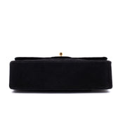 Chanel Classic Double Flap Bag Medium Velourleder Schwarz 24k GHW