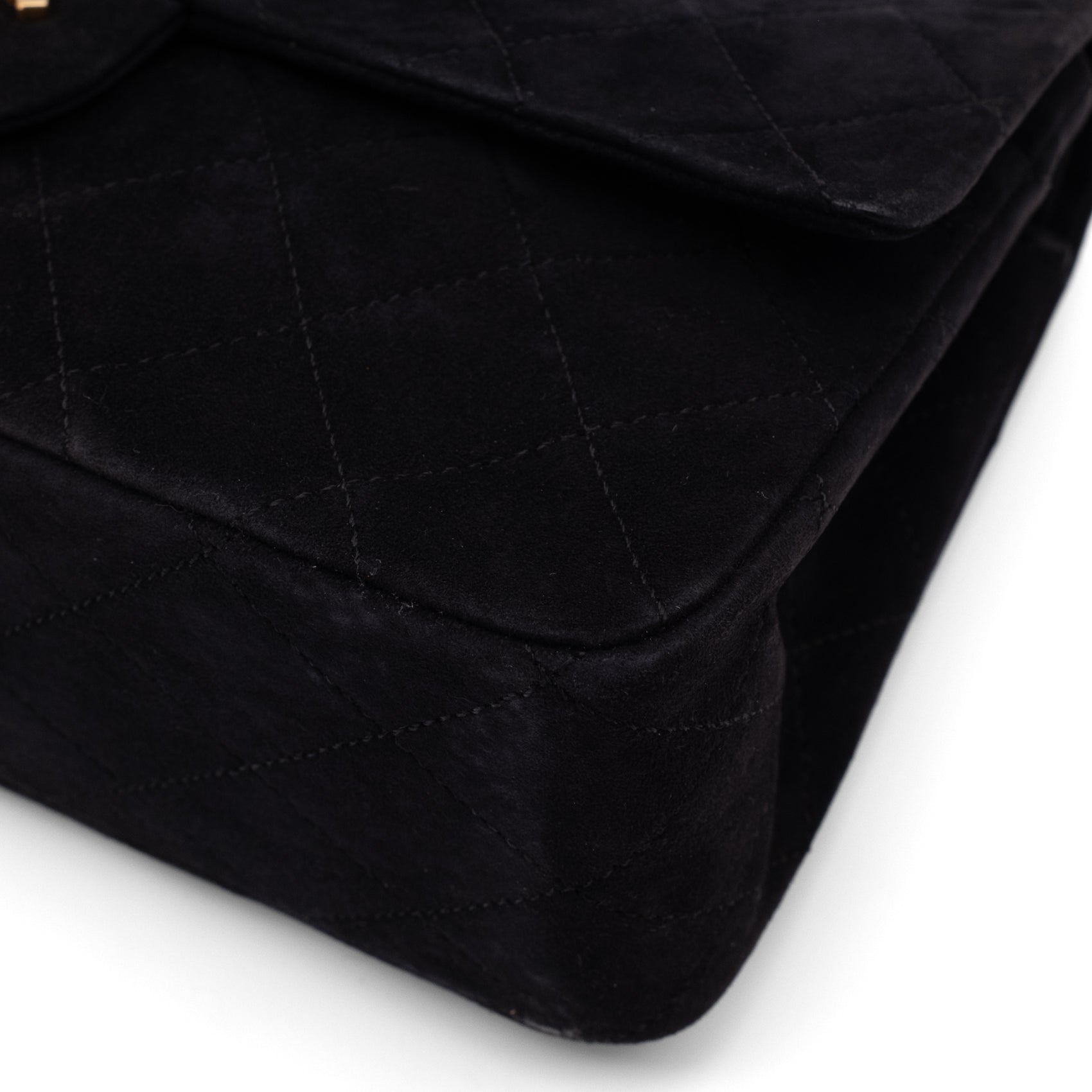 Chanel Classic Double Flap Bag Medium Velourleder Schwarz 24k GHW