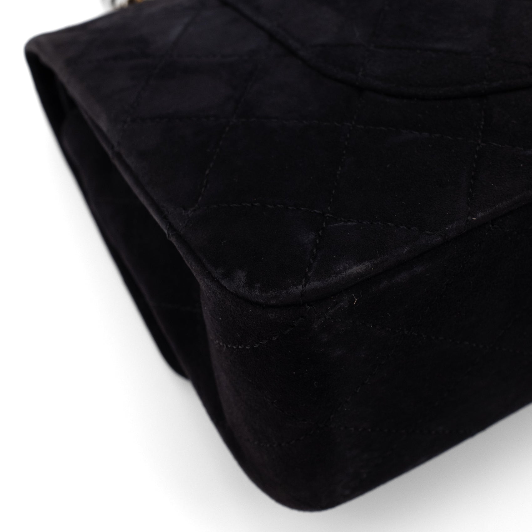 Chanel Classic Double Flap Bag Medium Velourleder Schwarz 24k GHW
