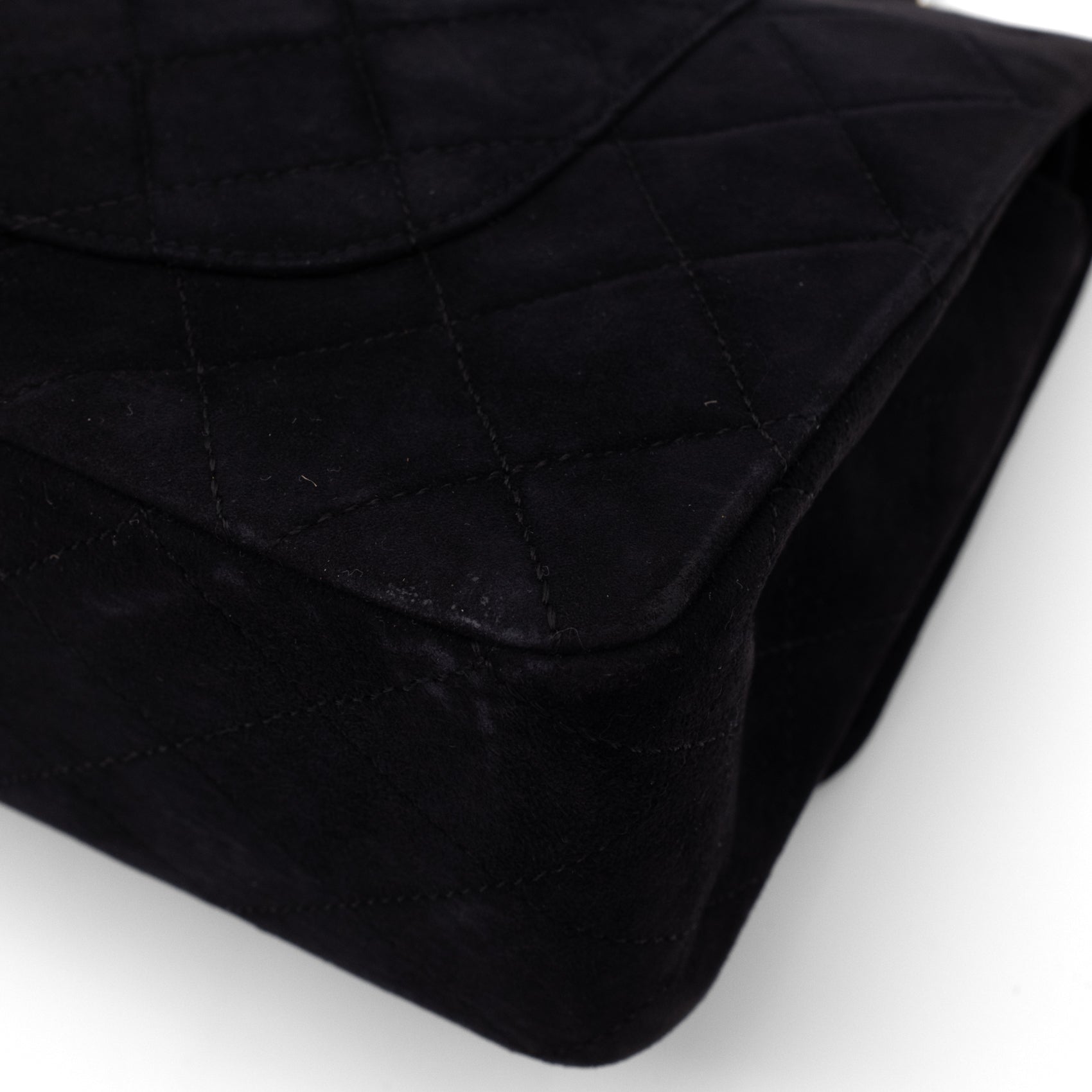 Chanel Classic Double Flap Bag Medium Velourleder Schwarz 24k GHW