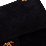Chanel Classic Double Flap Bag Medium Velourleder Schwarz 24k GHW