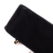 Chanel Classic Double Flap Bag Medium Velourleder Schwarz 24k GHW