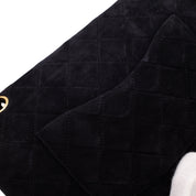 Chanel Classic Double Flap Bag Medium Velourleder Schwarz 24k GHW