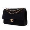 Chanel Classic Double Flap Bag Medium Velourleder Schwarz 24k GHW