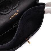 Chanel Classic Double Flap Bag Medium Velourleder Schwarz 24k GHW