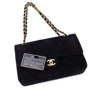 Chanel Classic Double Flap Bag Medium Velourleder Schwarz 24k GHW