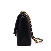 Chanel Classic Double Flap Bag Medium Velourleder Schwarz 24k GHW