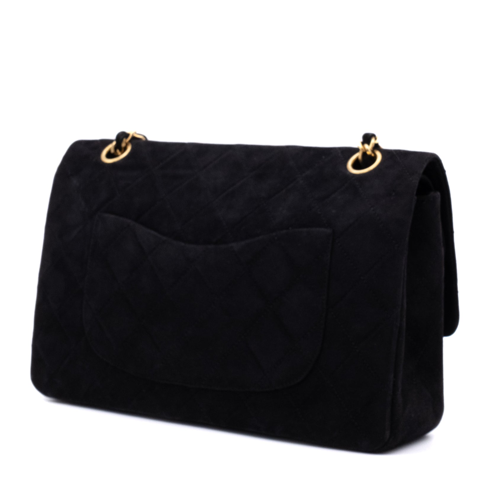 Chanel Classic Double Flap Bag Medium Velourleder Schwarz 24k GHW