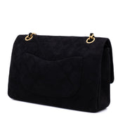 Chanel Classic Double Flap Bag Medium Velourleder Schwarz 24k GHW