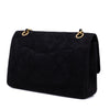 Chanel Classic Double Flap Bag Medium Velourleder Schwarz 24k GHW