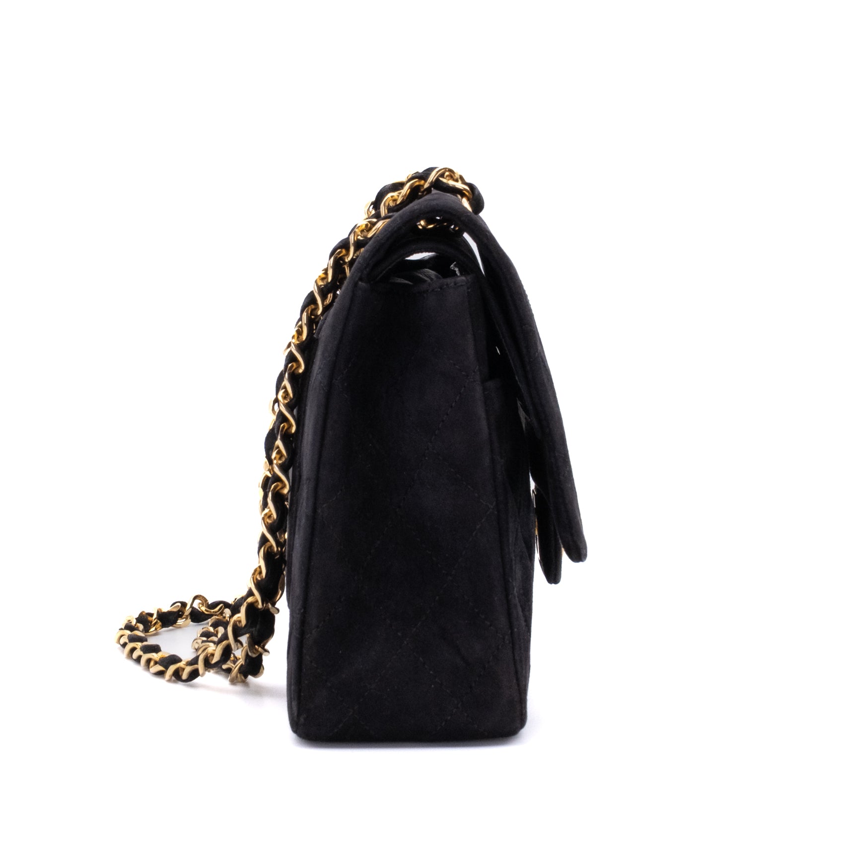 Chanel Classic Double Flap Bag Medium Velourleder Schwarz 24k GHW