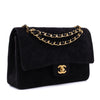 Chanel Classic Double Flap Bag Medium Velourleder Schwarz 24k GHW